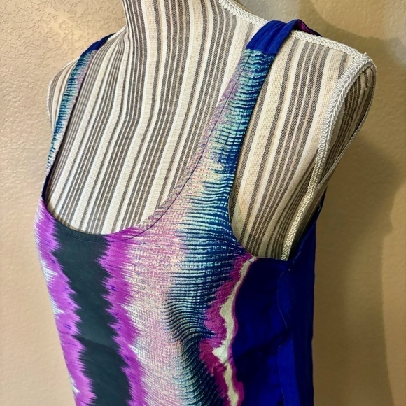 Hurley Tank Small Purple Turquoise Black Abstract Pattern Athletic Stretchy - Picture 7 of 14